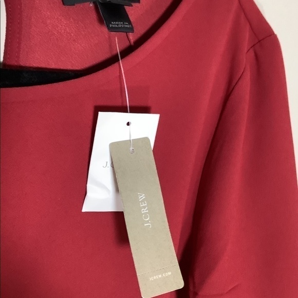 J CREW RUFFLED SLEEVES RED BLOUSE TALL NWT - Picture 2 of 8